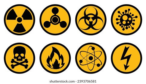Set of warning symbol isolated on white background. Graphic vector