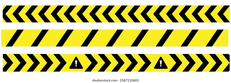 set of warning tapes, caution tapes, danger tape. yellow and black warning tape. vector illustration eps 888.