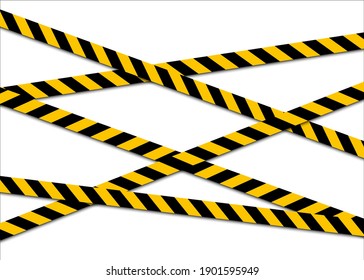 Set of warning tapes isolated on white background. Yellow with black police line and danger tape. Vector illustration. svg
