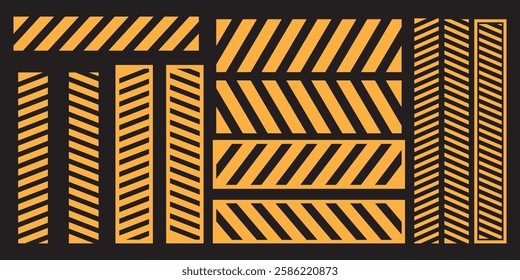 Set of warning tapes isolated on white background. Yellow with black police line and danger tape. Vector illustration.