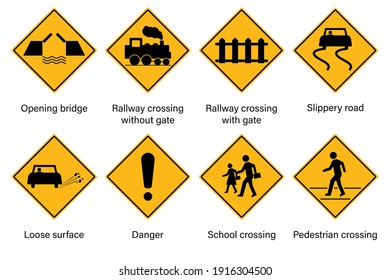 Set of warning traffic sign vector