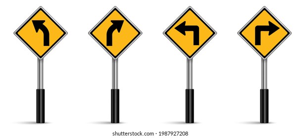 Set of warning traffic sign vector, Road sign on white background