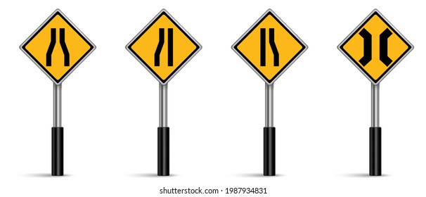 Set of warning traffic sign vector, Road sign on white background