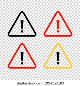 Set warning vector icon. Triangle exclamation icon