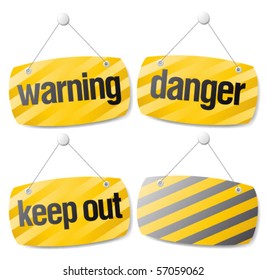 Set of warning vector signs