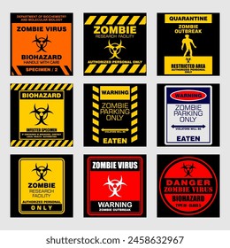 set of warning, Zombie Virus, signs vector