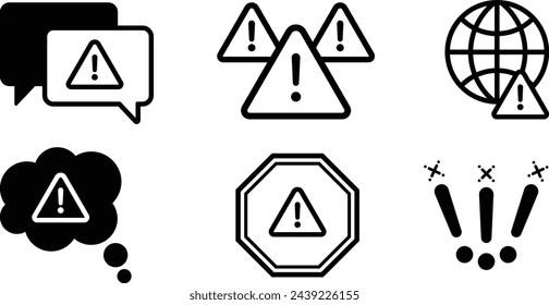 Set of warnings Icons collection. Vector Illustration.