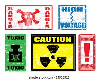 Set of warnings stamps, dangerously for life