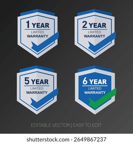 Set of warranty badge vector stamp and Original Product Hexagon Badges Vector Label Design.Set of warranty badge vector stamp and Original Product Hexagon Badges Vector Label Design.