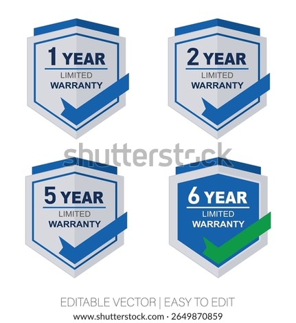 Set of warranty badge vector stamp and Original Product Hexagon Badges Vector Label Design for product
