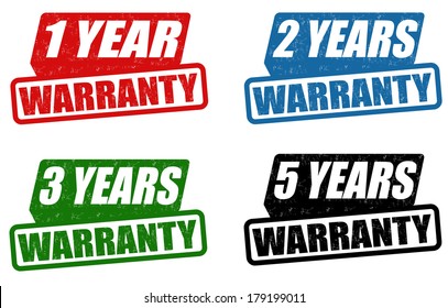 Set of warranty grunge rubber stampson white, vector illustration