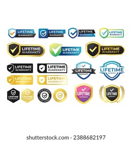 Set of warranty logo,Vector golden shield lifetime warranty logo design. vector illustration