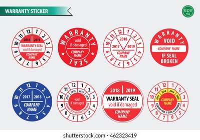 Set of warranty seal of set of warranty sticker in circle design. easy to modify