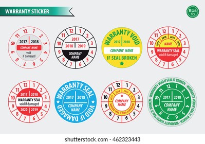 Set of warranty seal of set of warranty sticker in circle design. easy to modify