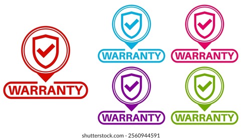 set warranty sticker sign set. warranty symbol label social media template vector illustration	