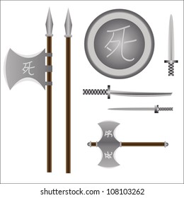 set of warrior equipment. vector illustration