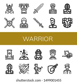 Set Of Warrior Icons Such As Viking, Spear, Armor, Soldier, Sword, Katana, Wushu, Kendo, Armour, Throne, Taekwondo, Knight, Medieval, Rpg Game, Chariot , Warrior