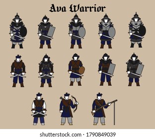 Set Warriors Weapon and Armor of Ancient North Myanmar Ava Kingdom 