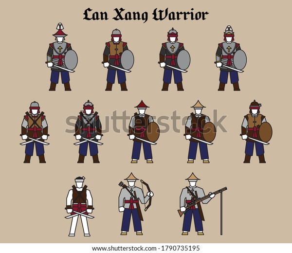 Set Warriors Weapon Armor Ancient Lao Stock Vector (Royalty Free ...