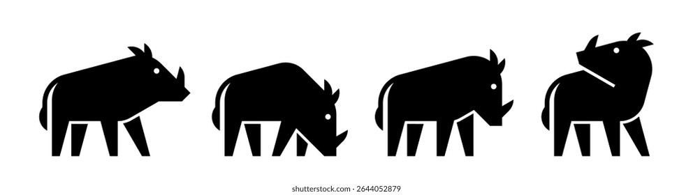 Set of Warthog logo. Icon design. Template elements