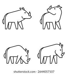 Set of Warthog logo. Icon design. Template elements