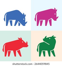 Set of Warthog logo. Icon design. Template elements