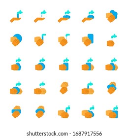 Juego de manos limpias, icono de estilo plano de mano limpia - vector