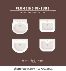 Set of washbasins. Icons in top view for interior plans. Vector illustration in flat style.
