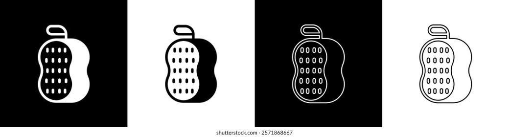 Set Washcloth icon isolated on black and white background. Bath house sauna washcloth sign. Item for pleasure and relaxing.  Vector