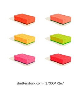 Set of washcloths, sponge for washing dishes in bright colors. Eps10 vector stock illustration