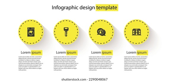 Set Washer, House key, Real estate message house and . Business infographic template. Vector