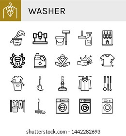 Set of washer icons such as Laundry, Cleaning, Machine, Mop, Window cleaner, Hockey, Cleaner, Ice hockey, Washing, Cleaning brush, Washing machine , washer