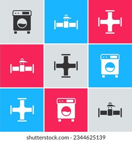 Set Washer, Industry pipe and valve and metallic icon. Vector