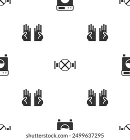 Set Washer, Industry pipe and valve and Rubber gloves on seamless pattern. Vector