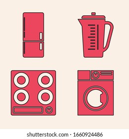 Fije el icono de la estufa de gas y del vaso de dosificación. Vector