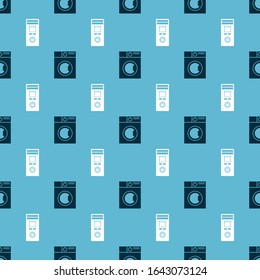Set Washer  and Remote control on seamless pattern. Vector