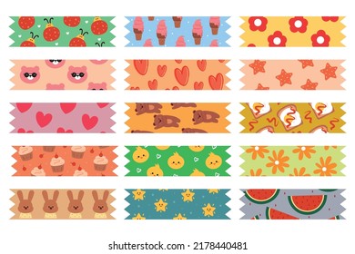 set of washi tape for planner, diary, journal. cute tape sticker for kids, schedule and organizer