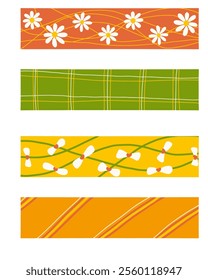 set of washi tape simple design. colorful washi tape design vector for journaling, print, element, etc.