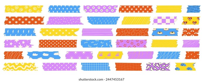 Set of Washi tapes. Design elements for decorations, scrapbooking, design templates, banner and sticker.