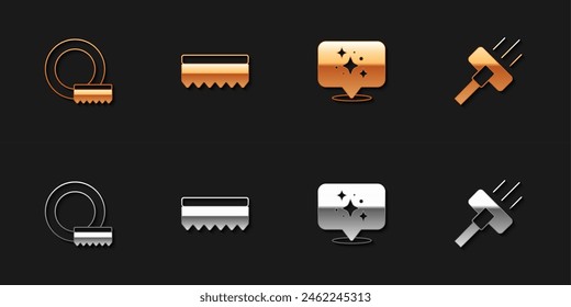 Set Washing dishes, Sponge, Home cleaning service and Vacuum cleaner icon. Vector