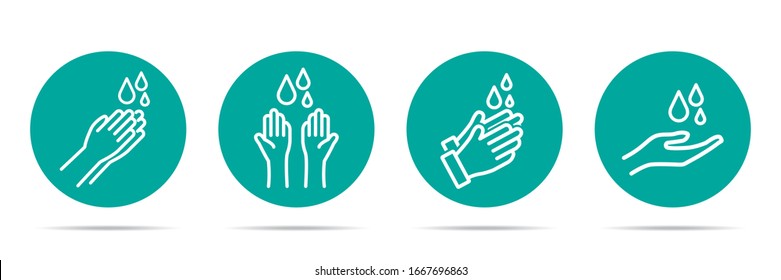 Set of washing hands icons in four different versions in a flat design. Vector illustration