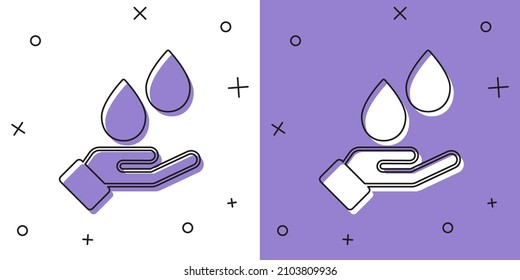 Set Washing hands with soap icon isolated on white and purple background. Washing hands with soap to prevent virus and bacteria.  Vector
