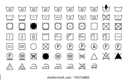 Set Washing Instructions Symbols Stock Vector (Royalty Free) 742716883 ...