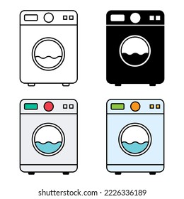 Set of Washing machine equipment, Electric washer laundry icon, wash symbol clothes, vector illustration background .