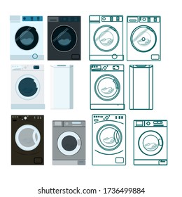 a set of washing machines of different design and configuration