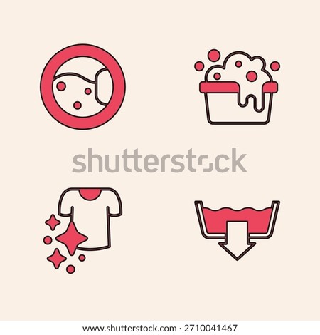 Set Washing modes, Washer, Basin with soap suds and Drying clothes icon. Vector