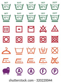 Set of washing symbols