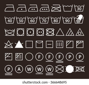 Set Washing Symbols Laundry Icons Isolated Stock Vector (Royalty Free ...