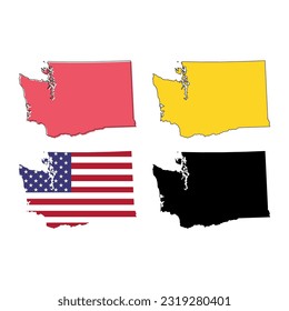 Set of Washington map shape, united states of america. Flat concept symbol vector illustration .