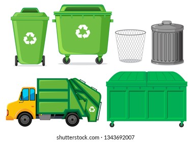 Set of waste container illustration